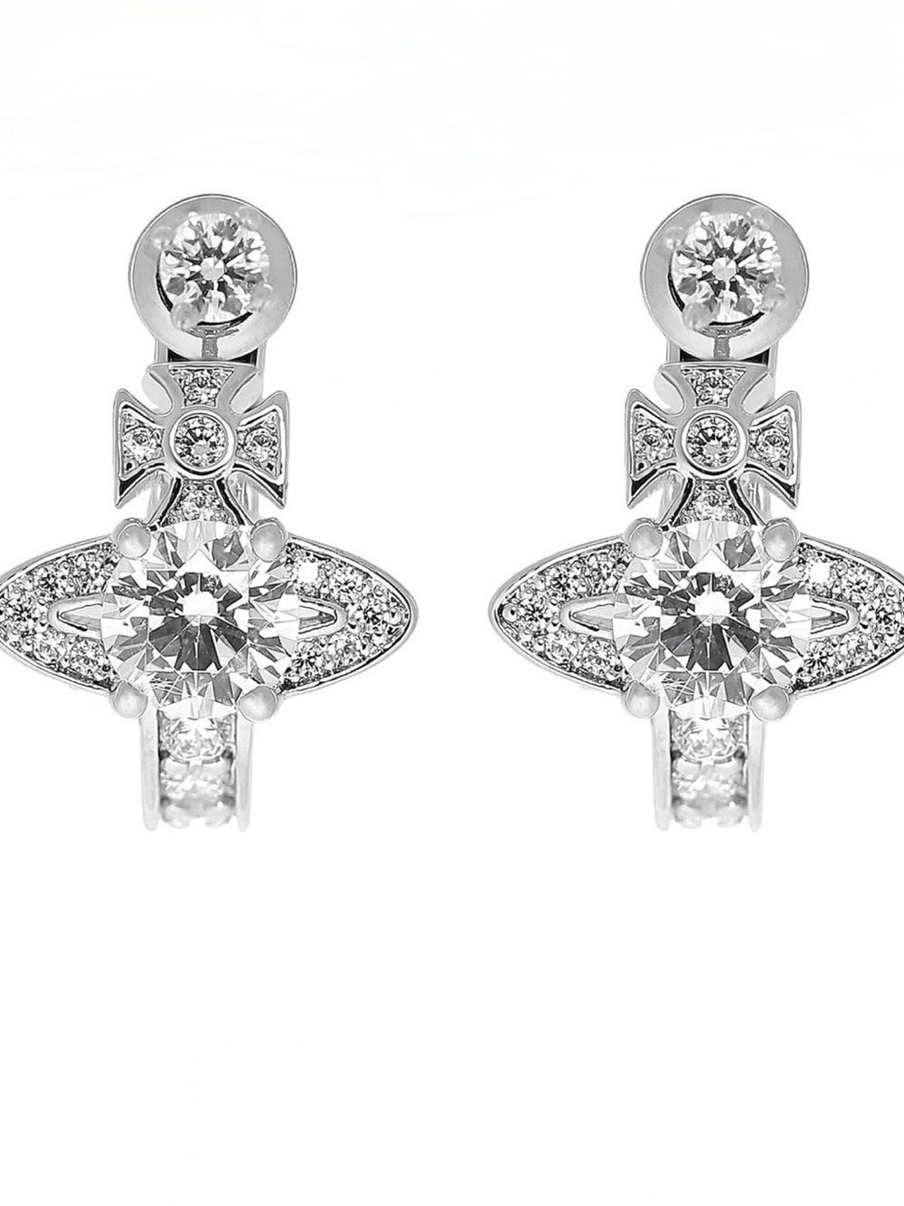 VIVIENNE WESTWOOD Maitena Earrings
 Silver Crystal Drop Earrings